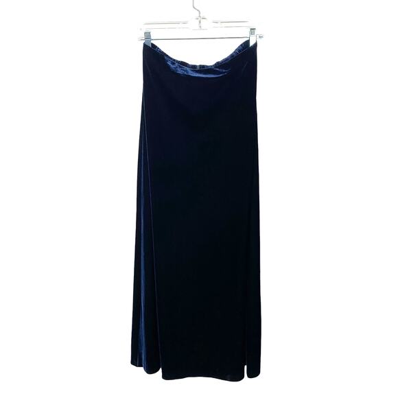 ALEX EVENINGS Long Velour Velvet Skirt M Dark Blue Goth Romantic Maxi Formal - Picture 1 of 11
